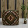 Trade Star 70% Jute 30% Wool Kilim Pouf Cover Ottoman Authentic Handmade Vintage Footstool Pouffe Cover Indian Designer Rustic Highly Durable Pouf Case Floor Case for Living Room (Pattern 5) view 1