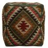 Trade Star 70% Jute 30% Wool Kilim Pouf Cover Ottoman Authentic Handmade Vintage Footstool Pouffe Cover Indian Designer Rustic Highly Durable Pouf Case Floor Case for Living Room (Pattern 5) view 2