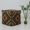 Trade Star 70% Jute 30% Wool Kilim Pouf Cover Ottoman Authentic Handmade Vintage Footstool Pouffe Cover Indian Designer Rustic Highly Durable Pouf Case Floor Case for Living Room (Pattern 5) view 4