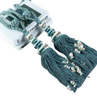 1 Pair Luxurious Tassel Curtain Buckle Decorative Curtain Tassel Holdbacks Tassels Curtain Tiebacks Rope (Blue)
