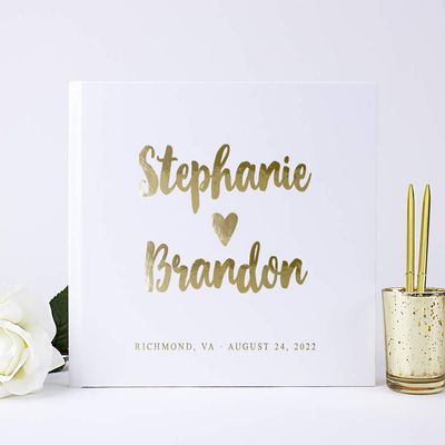 Personalized White Wedding Guest Book, Polaroid Photo Album Instax Booth, Custom Guest Book with Names - Hardcover (12x12 inches)