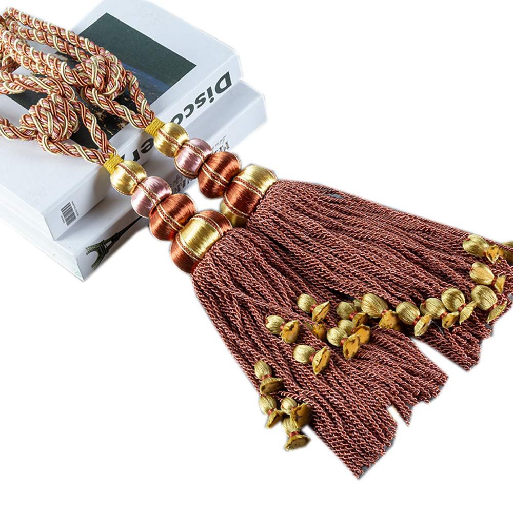 1 Pair Luxurious Tassel Curtain Buckle Decorative Curtain Tassel Holdbacks Tassels Curtain Tiebacks Rope (Red Coffee)