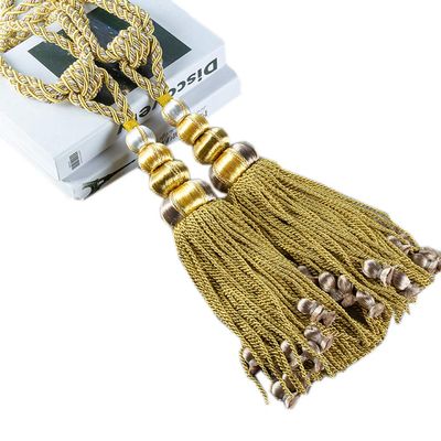 1 Pair Luxurious Tassel Curtain Buckle Decorative Curtain Tassel Holdbacks Tassels Curtain Tiebacks Rope (Golden)