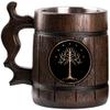 Tree of Gondor Beer Mug, Lord Rings Personalized Stein, Wooden Tankard view 1