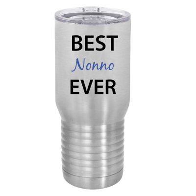 Best Nonno Ever Stainless Steel Vacuum Double-Walled Insulated 20 Oz Tumbler Travel Coffee Mug with Clear Lid, Silver
