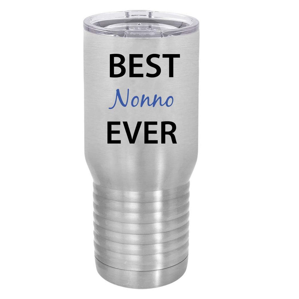 Best Nonno Ever Stainless Steel Vacuum Double-Walled Insulated 20 Oz Tumbler Travel Coffee Mug with Clear Lid, Silver