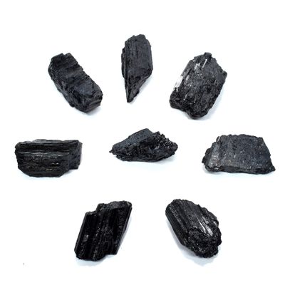 Black Tourmaline Schorl Rough Natural Gemstone Crystal Mineral Raw Specimens for Cabbing - Brazil (20PCS)