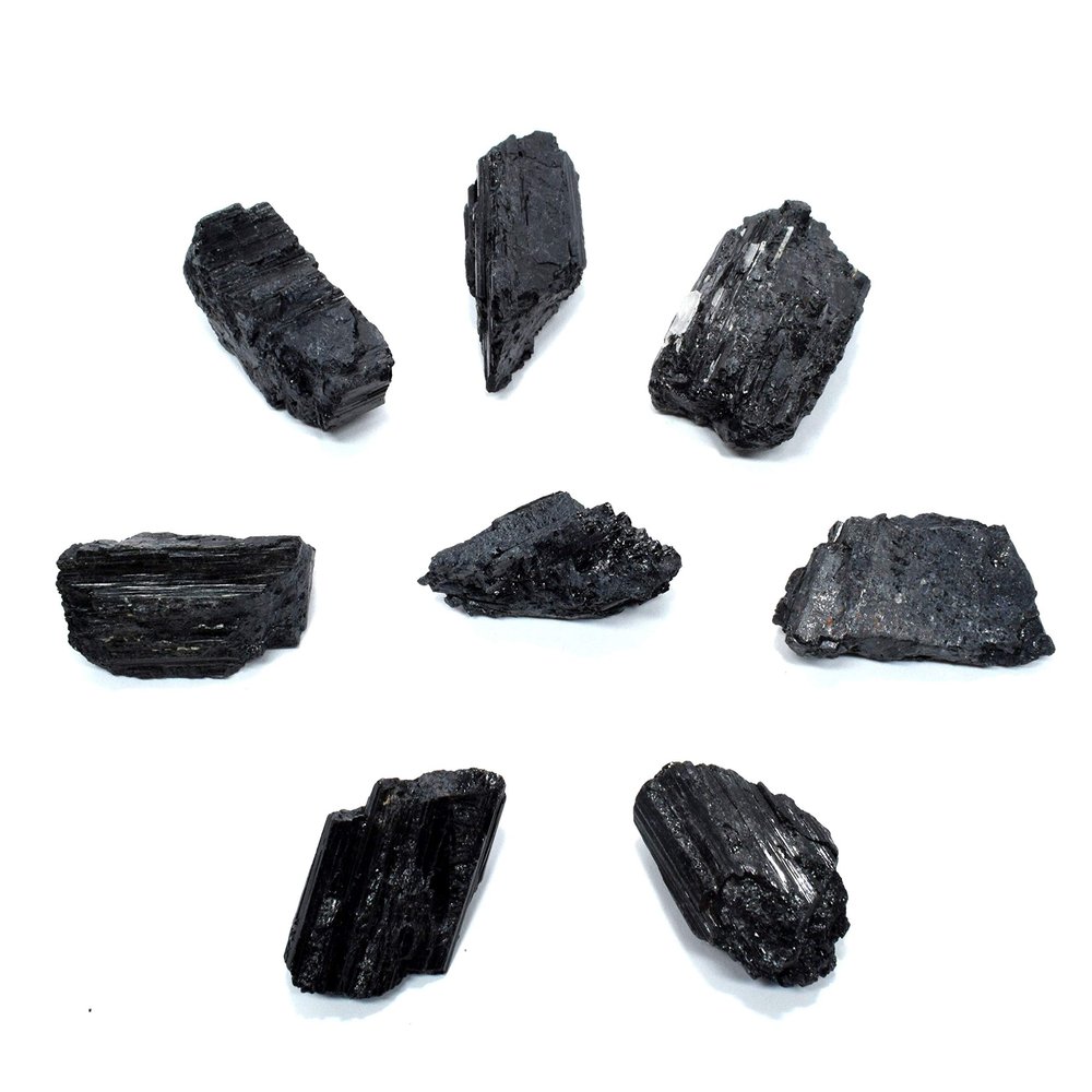Black Tourmaline Schorl Rough Natural Gemstone Crystal Mineral Raw Specimens for Cabbing - Brazil (20PCS)