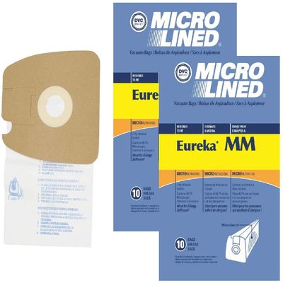 DVC Micro-Lined Paper Replacement Bags Style MM Fit For Eureka Canister Models 3670 and 3680 Series - 20 Bags