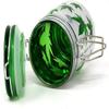 Airtight Glass Storage Jar Medium 3.75" Tall (Metallic Silver/Green Leaves) view 3
