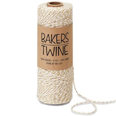 Metallic Gold and White Baker's Twine - 240 Yards Per Spool - 3 Spools