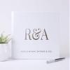 White Wedding Guest Book Personalized with Names Customized Monogram Photo Album Signature Sign-in Guestbook - Hardcover (10x8 inches) view 1