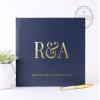 Personalized Navy Wedding Guest Book Custom with Names Monogram Photo Album Signature Sign-in Registry - Hardcover (12x12 inches) view 1