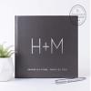 Personalized Wedding Guest Book Custom with Names Monogram Gray Photo Album Signature Sign-in Registry - Hardcover (10x8 inches) view 1