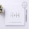 White Wedding Guest Book Personalized with Names Customized Monogram Photo Album Alternative Guestbook - Hardcover (12x12 inches) view 1