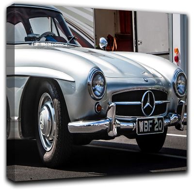 Vintage 300Sl Wall Art Decor Picture Painting Poster Print on Canvas Panels Pieces - Transportation Theme Wall Decoration Set - Vintage Car Wall Picture for Office 17 by 30 in