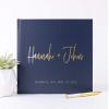 Personalized Wedding Guest Book with Names Photo Album, Custom Hand Written Photo Book Unique Navy Gold Foil - Hardcover (10x8 inches) view 1