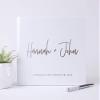 Wedding Guest Book Personalized with Names Photo Album, Custom Hand Written Photo Book Unique White Silver Gold Foil - Hardcover (12x12 inches) view 1