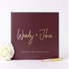 Wedding Guest Book Personalized with Names Photo Album, Custom Alternative Guestbook Photo Book Unique Burgundy Wine Gold Foil - Hardcover (10x8 inches) view 1