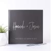 Personalized Wedding Guest Book with Names Photo Album, Alternative Guestbook Custom Hand Written Photo Book Unique Gray Silver Foil - Hardcover (10x8 inches) view 1