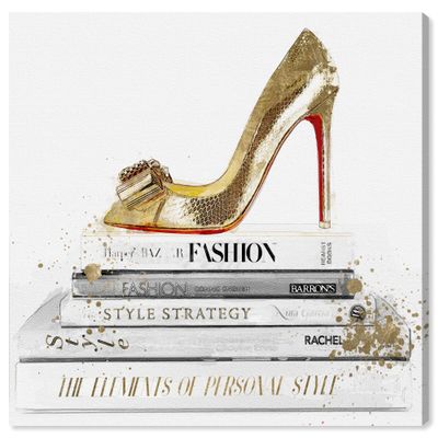 The Oliver Gal Artist Co. Fashion and Glam Wall Art Canvas Prints Red Sole' Shoes Home Dcor, 30" x 30", Gold, White