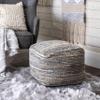 nuLOOM Granada Knitted Casual Denim and Jute Ottoman Pouf view 1