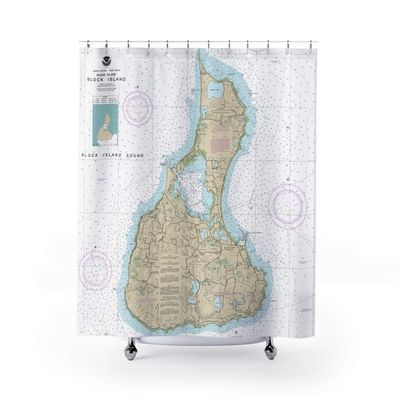 Block Island & Great Salt Pond Nautical Chart Shower Curtains, 71" x 74"