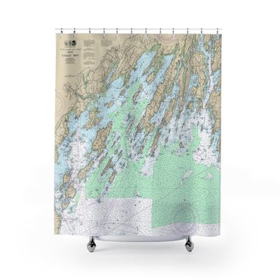 Casco Bay Nautical Chart Shower Curtains, 71" x 74"