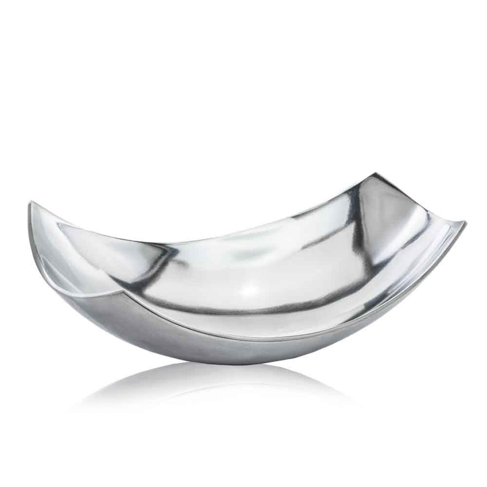HomeRoots Decor 7.5-inch x 13-inch x 4.5-inch Silver/Buffed Small Scoop - Bowl