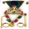 jaisakshi Laddu Gopal Ji Mukut Mala Shringar Combo Set with Bansuri, Kundal, Karula and Chhari for Krishna Idol (6 Items) view 1