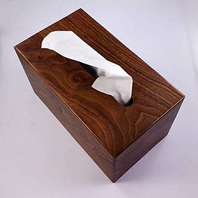 Custom Handmade Tissue Box Cover Holder Solid Texas Black Walnut Box Jointed Sides Deep Rectangle Style