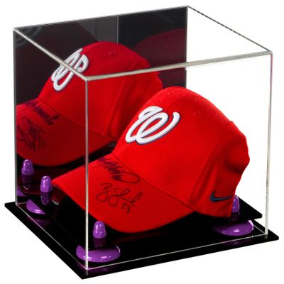 Better Display Cases Versatile Acrylic Display Case - Small Rectangle Box with Mirror and Purple Risers 8.75" x 7.75" x 7" (A006-PR)