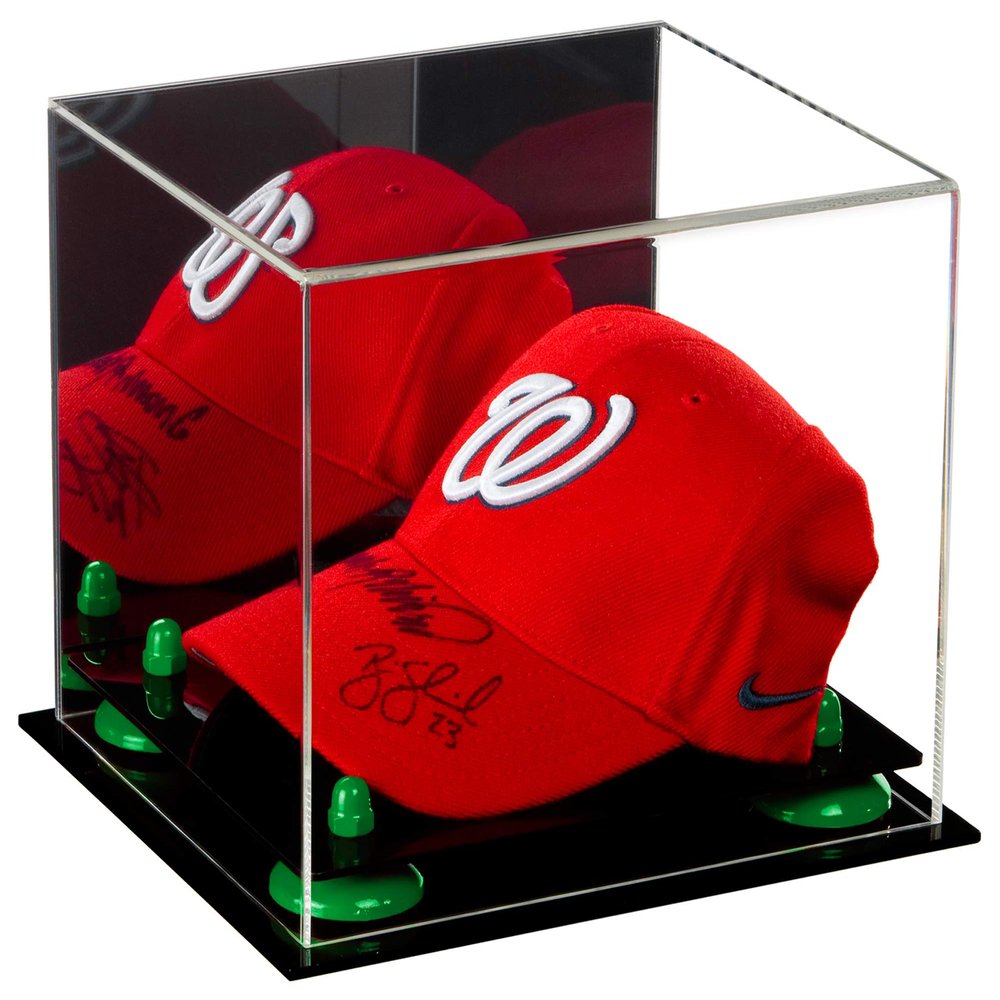 Better Display Cases Versatile Acrylic Display Case - Small Rectangle Box with Mirror and Green Risers 8.75" x 7.75" x 7" (A006-GRR)