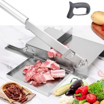Moongiantgo Biltong Slicer Manual Meat Cutter with Scale - Stainless Steel Cutting Machine Hand Herb Root Slicer for Salami, Ham, Bacon, Vegetables, Deli, Ginseng, Fish (KD0270)