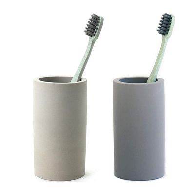 2 Pack Toothbrush Holder Bathroom Diatomite Toothbrush Organizer Stand, Water Absorption Fast Drying Toothbrush Cup Holder for Electric Toothbrush Toothpaste Razor Makeup Brush (Dark Grey+Light Grey)