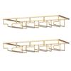 FOMANSH Wine Glass Rack - Under Cabinet Stemware Wine Glass Holder Glasses Storage Hanger 2 Pack Metal Organizer for Bar Kitchen 4 Rows Gold view 1