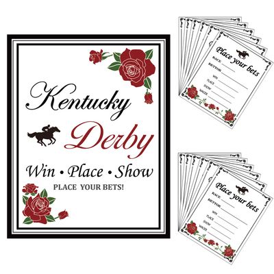 ANGOLIO Race Horse Party Supplies, 40Pcs Betting Card for Guess Who will Win the First on Horse Racing, Win Place Show Ticket Play Your Bets Card Derby Invitation Guessing Game supplies