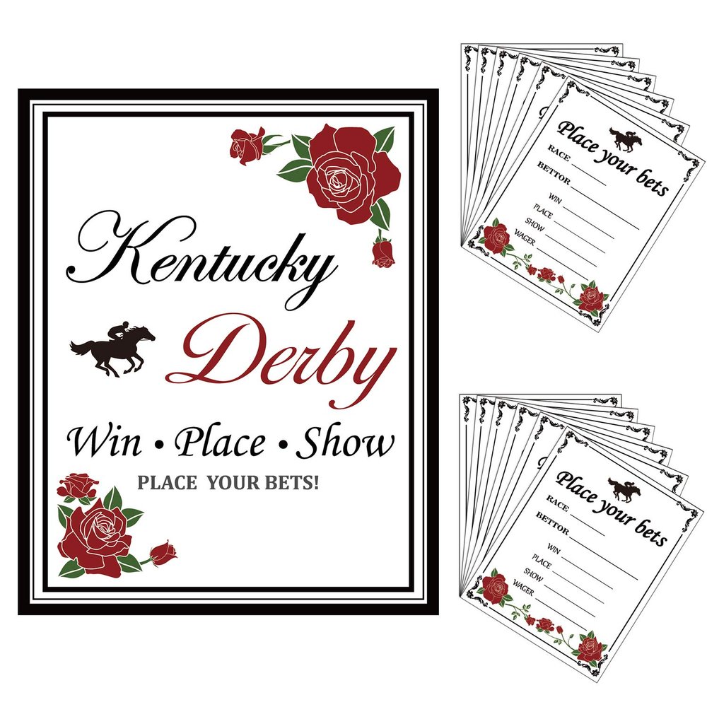 ANGOLIO Race Horse Party Supplies, 40Pcs Betting Card for Guess Who will Win the First on Horse Racing, Win Place Show Ticket Play Your Bets Card Derby Invitation Guessing Game supplies