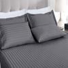 Comfort Bed Store 800 Series Organic Cotton Elegant Damask Dobby Stripped 16 inches 4 PC Sheet Set (1 Flat Sheet, 1 Fitted Sheet, 2 Pillowcases) Soft & Easy Care, Sage Green, Grand King view 4