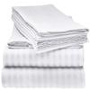 Comfort Bed Store 800 Series Organic Cotton Elegant Damask Dobby Stripped 16 inches 4 PC Sheet Set (1 Flat Sheet, 1 Fitted Sheet, 2 Pillowcases) Soft & Easy Care, White, Full XXL view 1