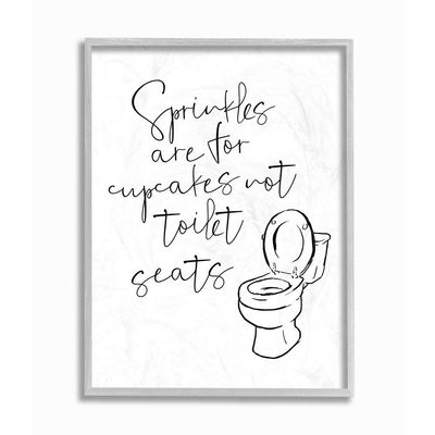 Stupell Industries Sprinkles Funny Ink Drawing Bathroom, Design by Milli Villa Wall Art, 16 x 20, Grey Framed