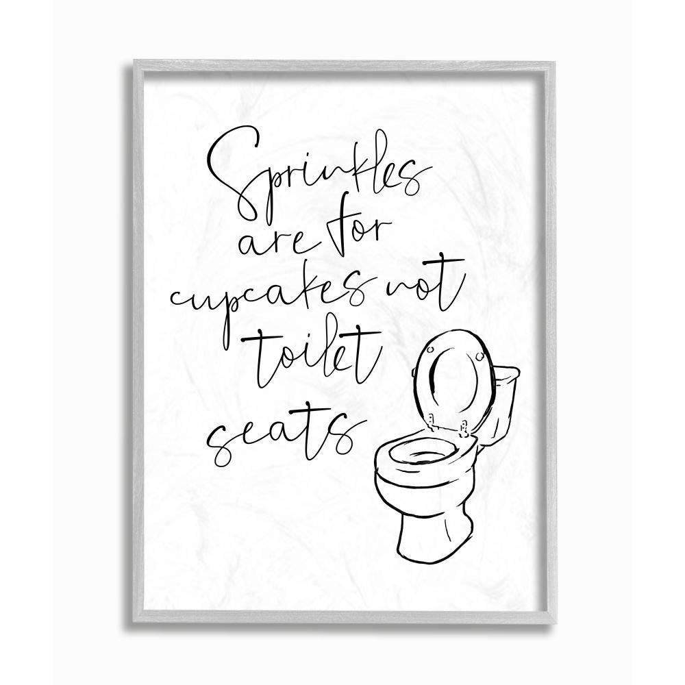 Stupell Industries Sprinkles Funny Ink Drawing Bathroom, Design by Milli Villa Wall Art, 16 x 20, Grey Framed