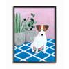 Stupell Industries Dog with Plants Pink Blue Pet Painting, Design by Sally B Wall Art, 24 x 30, Black Framed view 1