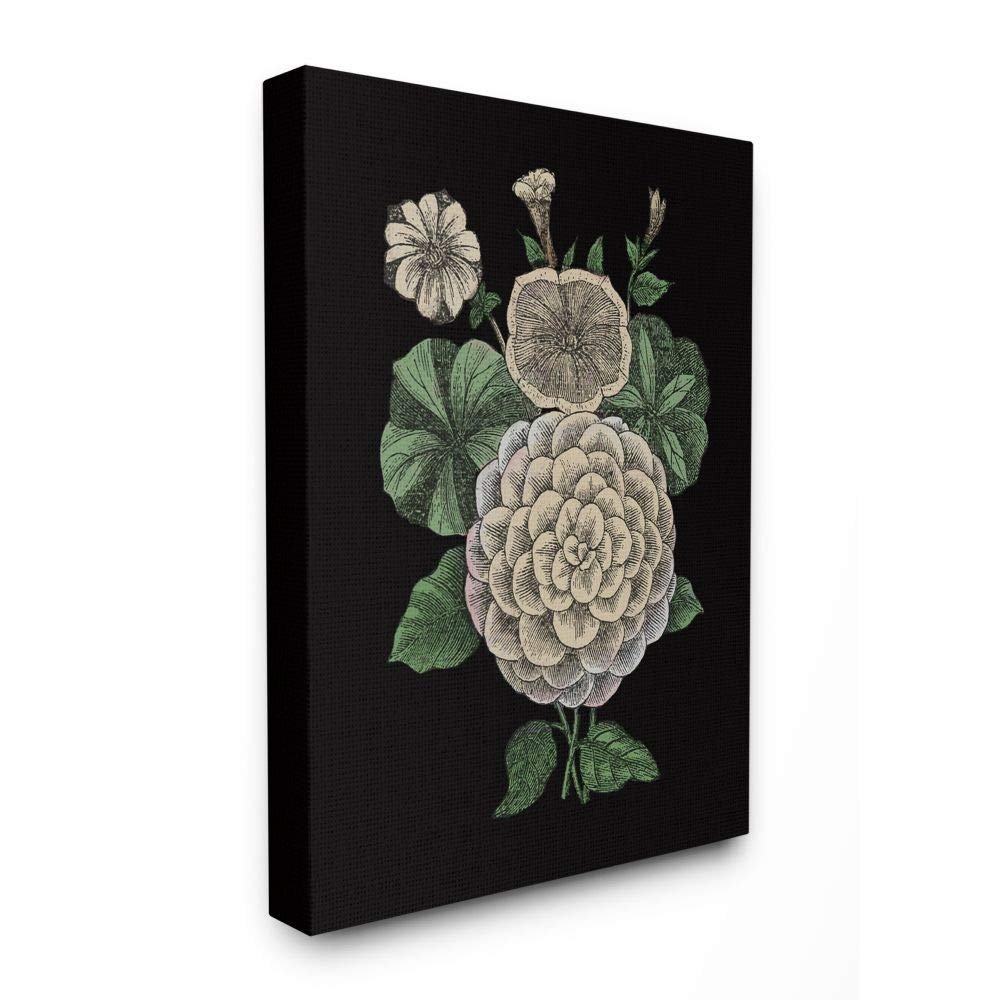 Stupell Industries Yellow Flowers On Black Drawing, Design by The Saturday Evening Post Wall Art, 24 x 30, Canvas