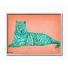 Stupell Industries Cyan Pink Tiger, Design by Karen Dreyfus Wall Art, 16 x 20, Grey Framed view 1