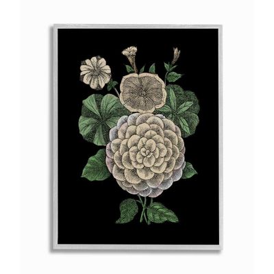 Stupell Industries Yellow Flowers On Black Drawing, Design by The Saturday Evening Post Wall Art, 16 x 20, Grey Framed