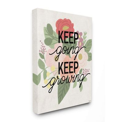 Stupell Industries Keep Growing Flower Drawing Inspiring Word, Design by Gigi Louise Wall Art, 24 x 30, Canvas