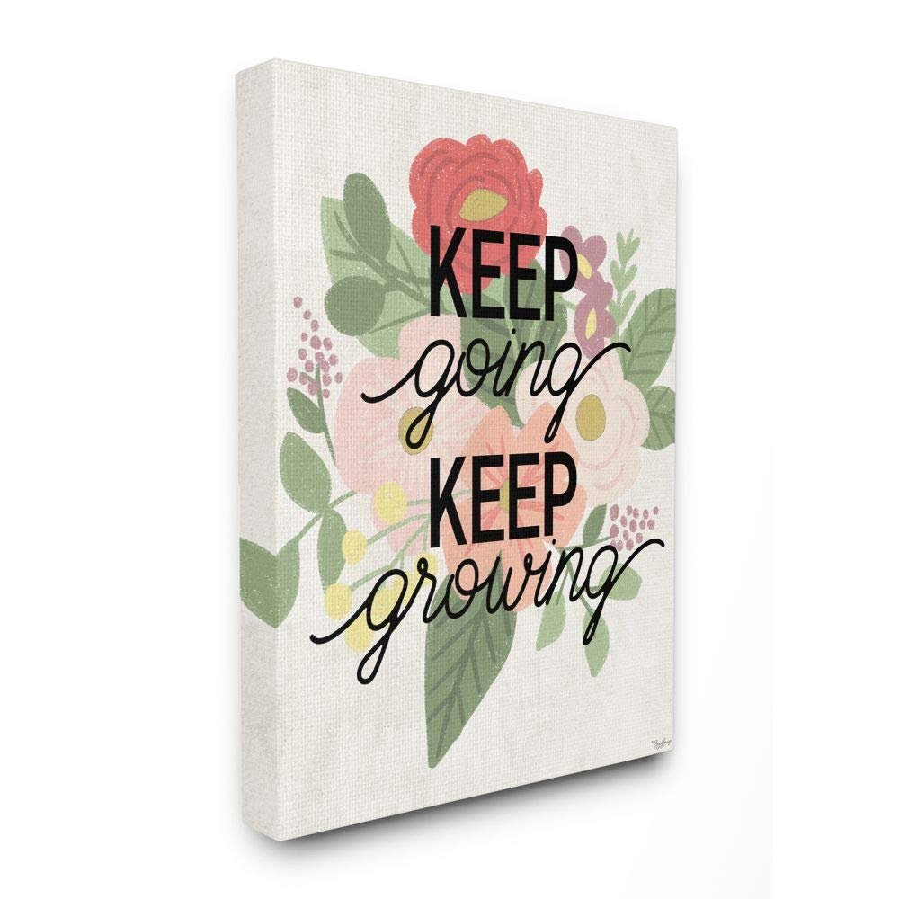Stupell Industries Keep Growing Flower Drawing Inspiring Word, Design by Gigi Louise Wall Art, 24 x 30, Canvas