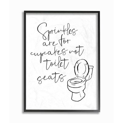 Stupell Industries Sprinkles Funny Ink Drawing Bathroom, Design by Milli Villa Wall Art, 16 x 20, Black Framed