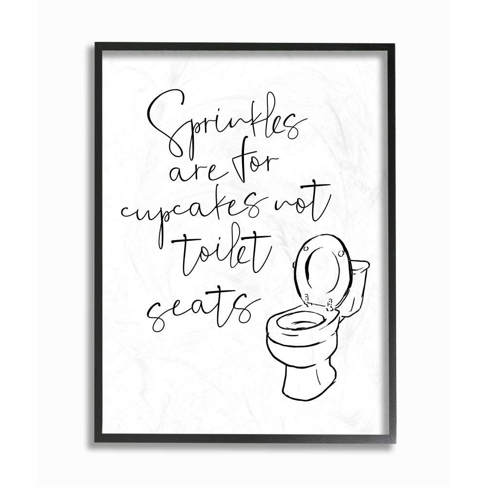 Stupell Industries Sprinkles Funny Ink Drawing Bathroom, Design by Milli Villa Wall Art, 16 x 20, Black Framed